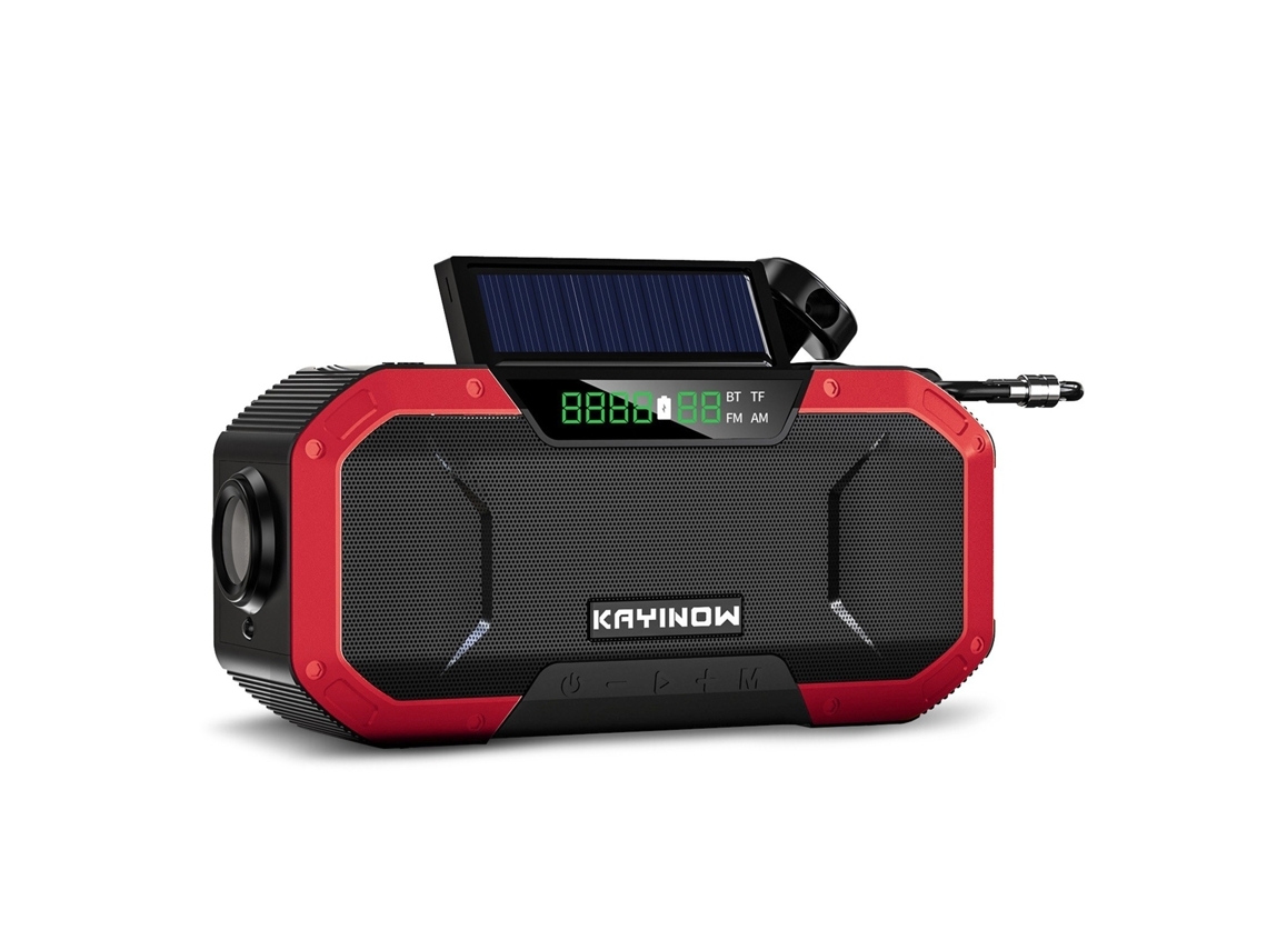 Rádio De Emergência Com Manivela Solar 5000mah Carregador Portátil Luz Flash Acampamento Ao Ar Livre Rádio De Sobrevivência Vermelho*
