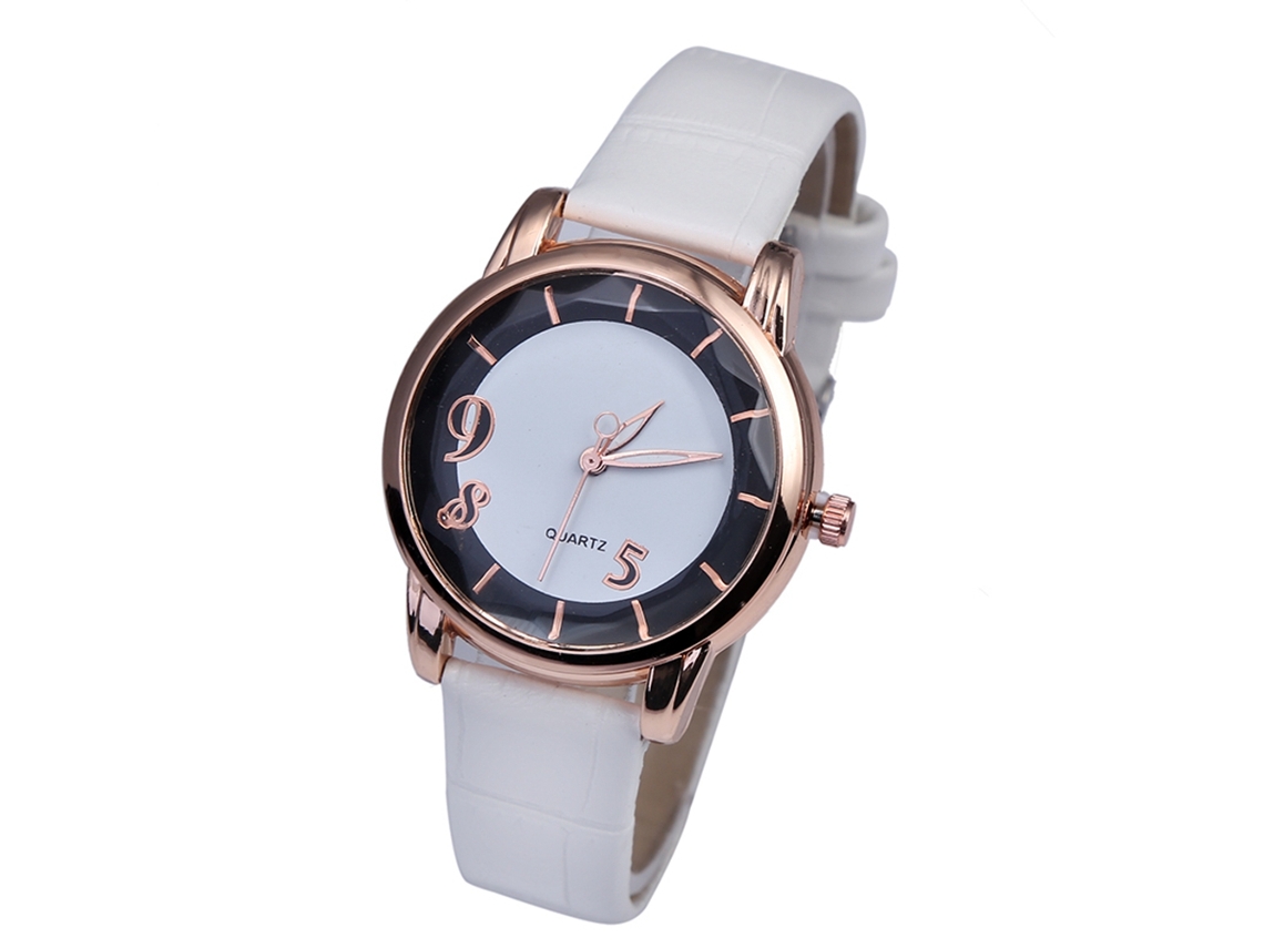 Relógio de Pulso Feminino Zhoulianfa Zlf0280 Couro Pu Simples Quartzo Branco