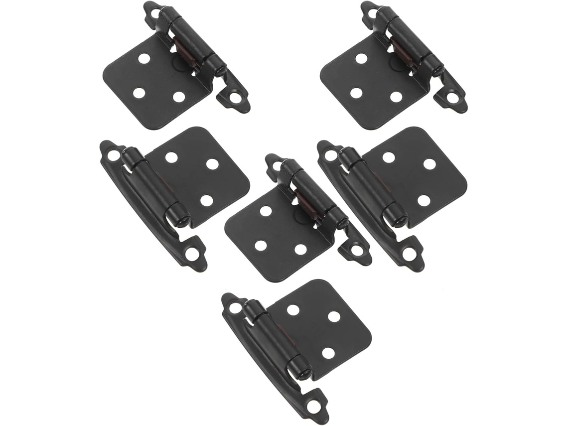 Conjunto De 6 Dobradiças Pretas Com Mola E Fechamento Automático Para Portas Armário