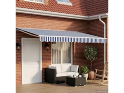 Vidaxl Toldo Retrátil Manual Azul E Branco 5 × 3,5 M