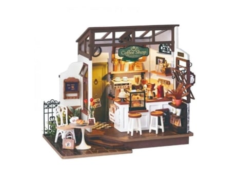 Modelo de cafeteria em miniatura 3D premium faça você mesmo DG162 Robotime Madnesstoys para maiores de 8 anos