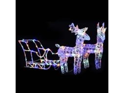 Vidaxl Decoração De Natal Renas/trenó 160 Luzes Led 130 Cm Acrílico