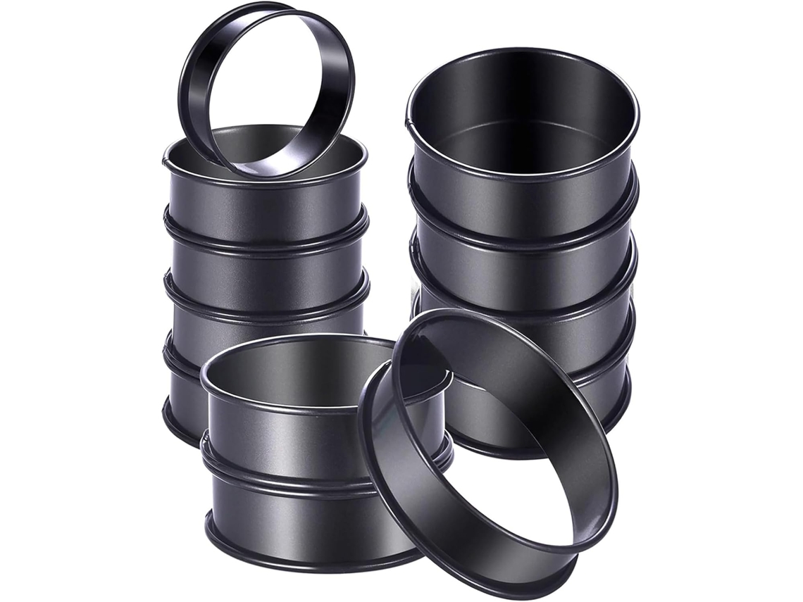 Conjunto De 12 Formas Antiaderentes De Aço Inoxidável Para Crumpet, Duplas De Muffin Inglês, Utensílios