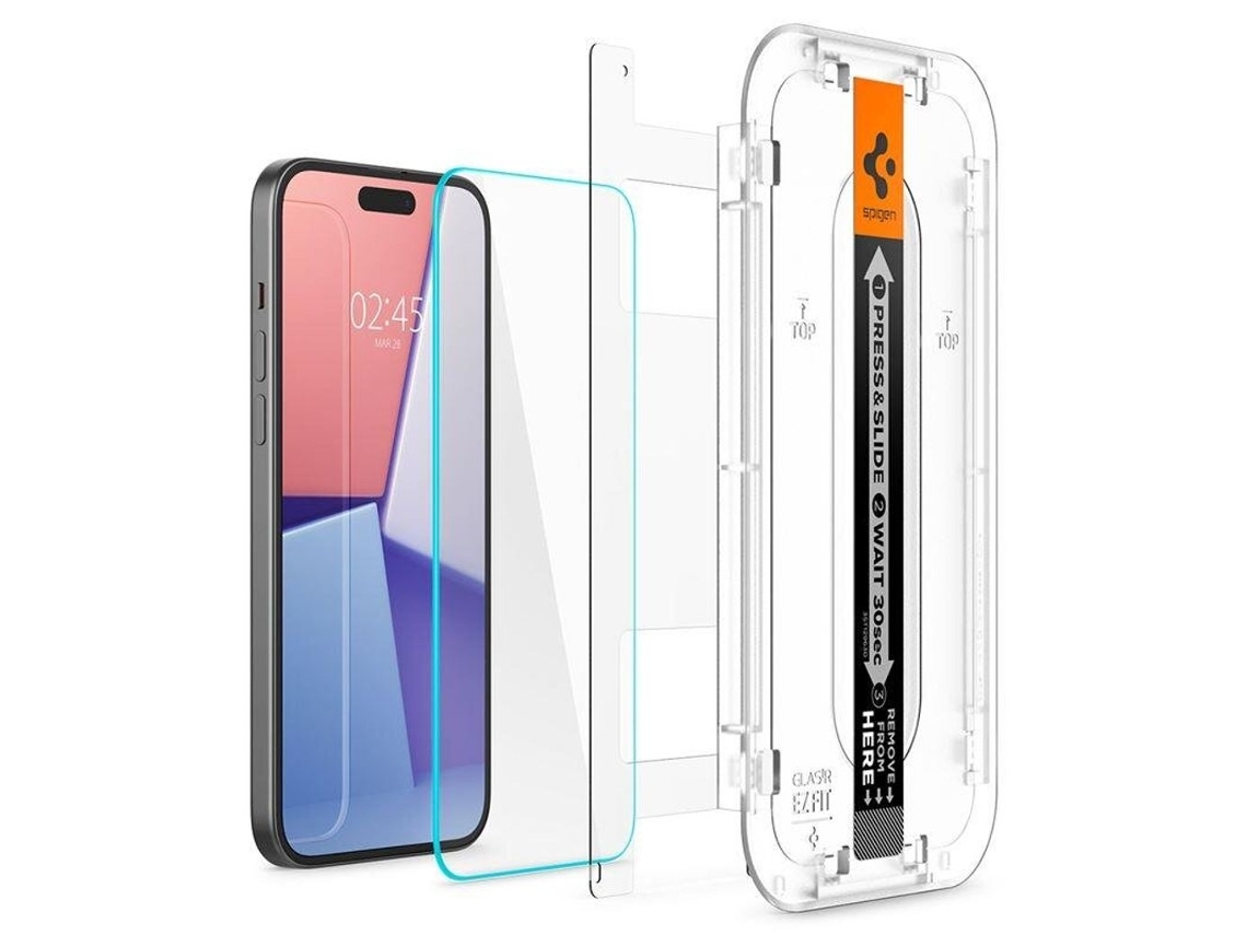 Protetor De Tela Iphone 15 Pro Em Vidro Temperado Pacote Com 2 Unid Transparente
