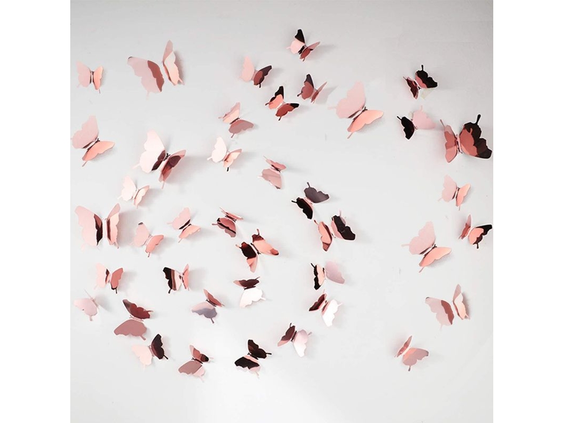48 Adesivos Parede Borboleta 3D Espelho Nova Line S/MARCA