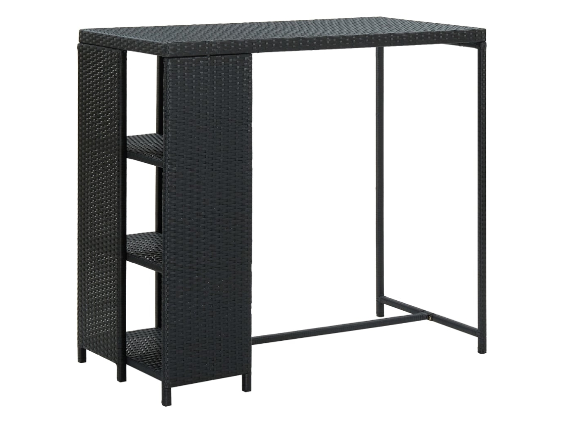 Vidaxl Mesa De Bar Com Prateleiras 120x60x110 Cm Vime Pe Preto