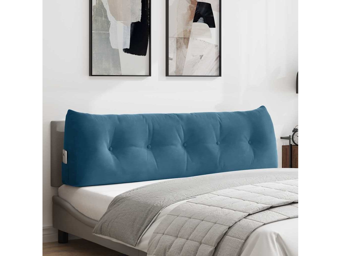Vidaxl Travesseiro Para Costas Azul 160 X 24 X 50 Cm Veludo