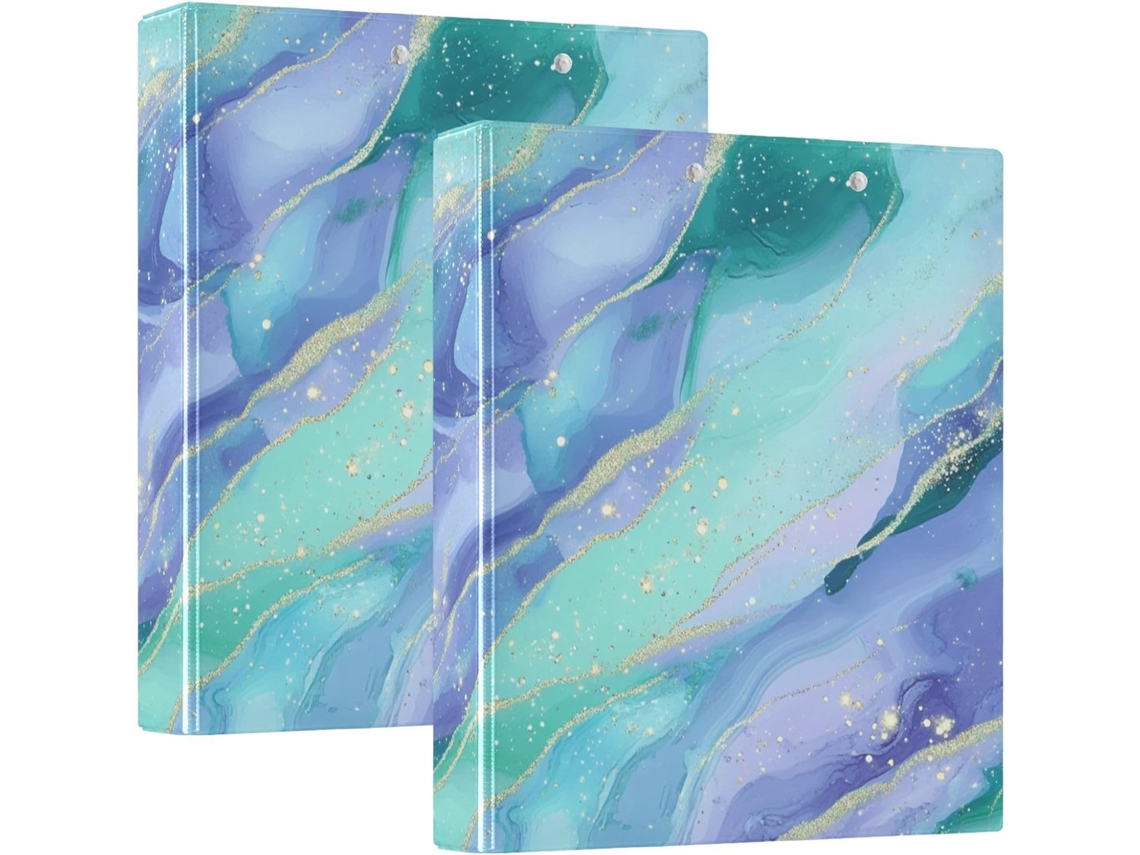 Pasta Escolar De 3, 5cm Com Prancheta Galaxy, Azul, Roxa E Com Ondas Estreladas, 3, 5cm, Pacote Com 1 2 Unidades