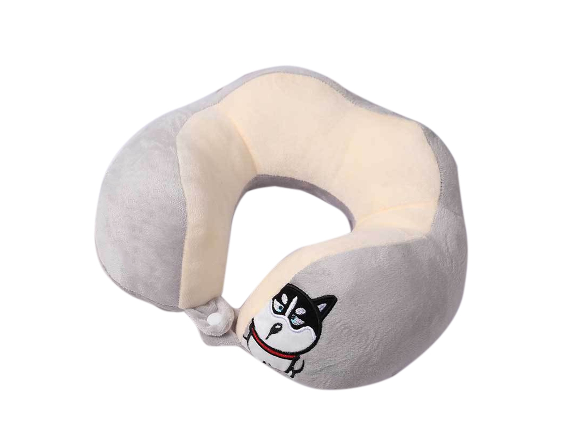 Almofada Cervical portátil AQUAFORGE em U com bordado de cachorro