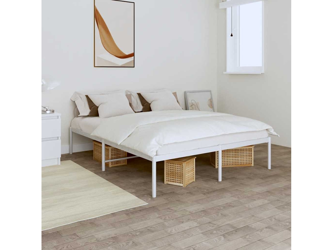 Vidaxl Estrutura de Cama 140x190 Cm Metal Branco