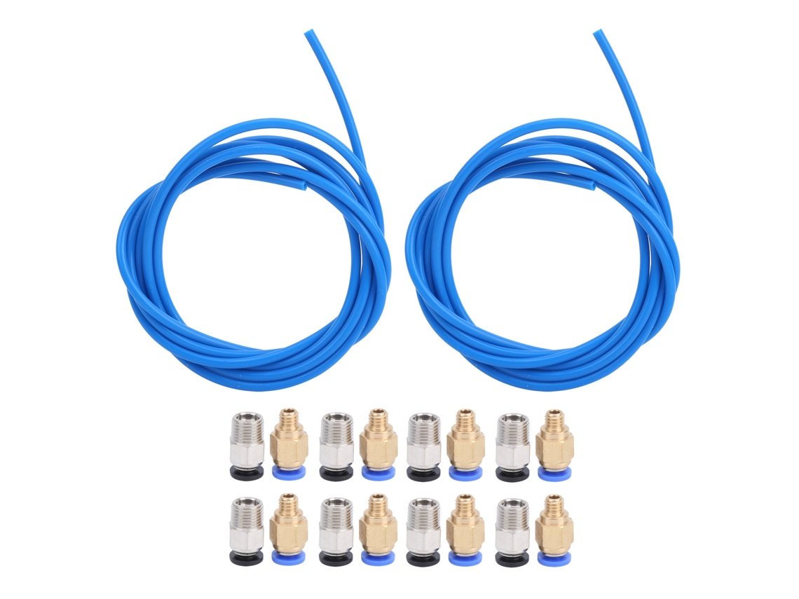 Acessórios Para Impressora 3d: 2 Tubos Ptfe Azuis, 8 Conectores Neumáticos M10 E 8 M6