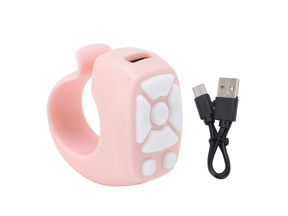 Fingertip Remote Control Ring Wireless Bluetooth Video Controller 7 Key For Tiktok Scrolling Pink LAXISCREED