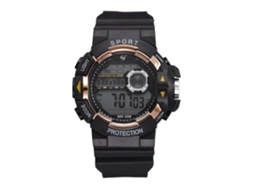 Relógio esportivo eletrônico masculino, à prova d'água, pulseira dourada, estilo universitário