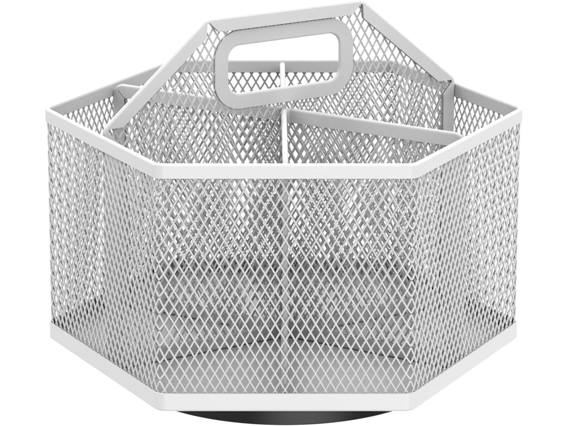 Suporte giratório de 360 graus, porta-lápis de mesa em metal, organizador de lápis em tecido com rotação de 360 graus.