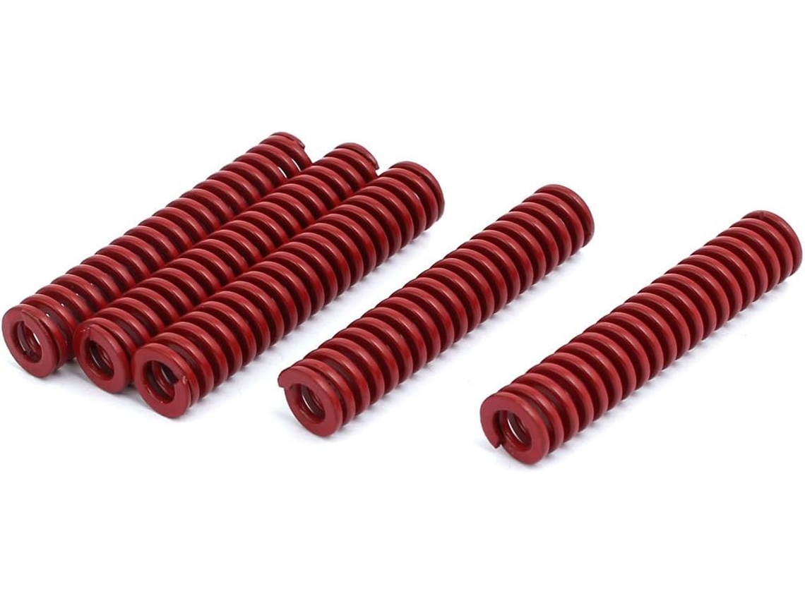 Mola de Molde Prensa Carga Média, 10 Mm Diâmetro Externo, 50 Comprimento, Vermelha, 5 Peças CHABERLU