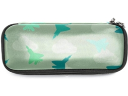 Estojo Grande Lápis, Com Design De Jato Combate Verde, Ideal Escola, Escritório, Adultos, Meninas E Meninos