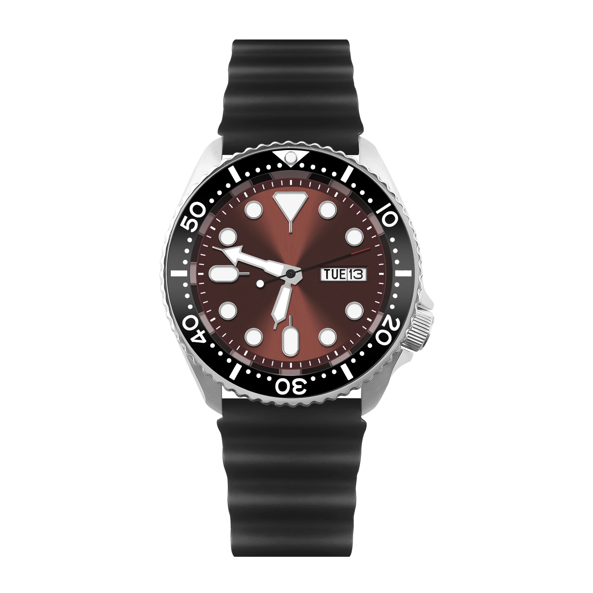 Relógio Masculino Automático Mecânico (cor Café) De 41 Mm, Cristal De Safira Com Acabamento Luminescente E Resistência À Água.