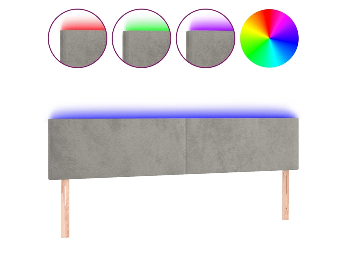 Conjunto de 2 Cabeceiras de Cama com Luzes Led Veludo Cinza Claro MAISON EXCLUSIVE (160x5x78 cm)