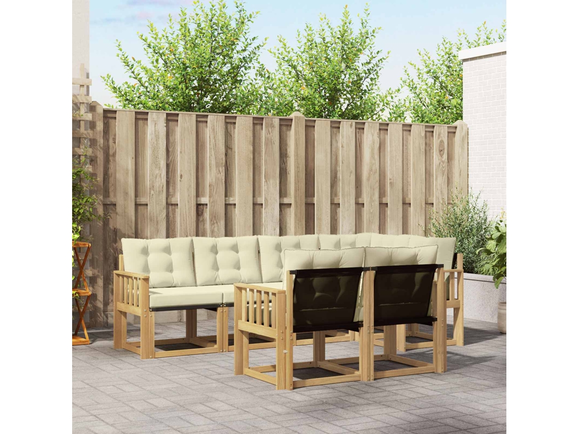 Vidaxl Conjunto De Sofás Para Exterior 7 Unid. Branco E Creme