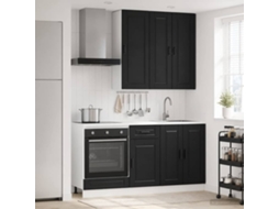 Vidaxl Unidade De Cozinha Porto 5 Unid. Preto Derivados De Madeira