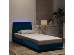 Vidaxl Estrutura De Cama Com Led Sem Colchão Hanko 80x200 Cm Veludo Azul