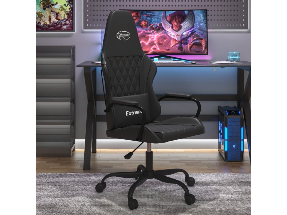 Vidaxl Cadeira Gaming De Massagens Couro Artificial Preto