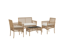 Baloiço jardim 2 lugares, vime, almofadas, até 240kg, 115x66x44cm, bege QINGYU TECH
