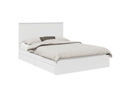 Cama com Armazenamento Branco 140x190 cm Madeira Processada MAISON EXCLUSIVE