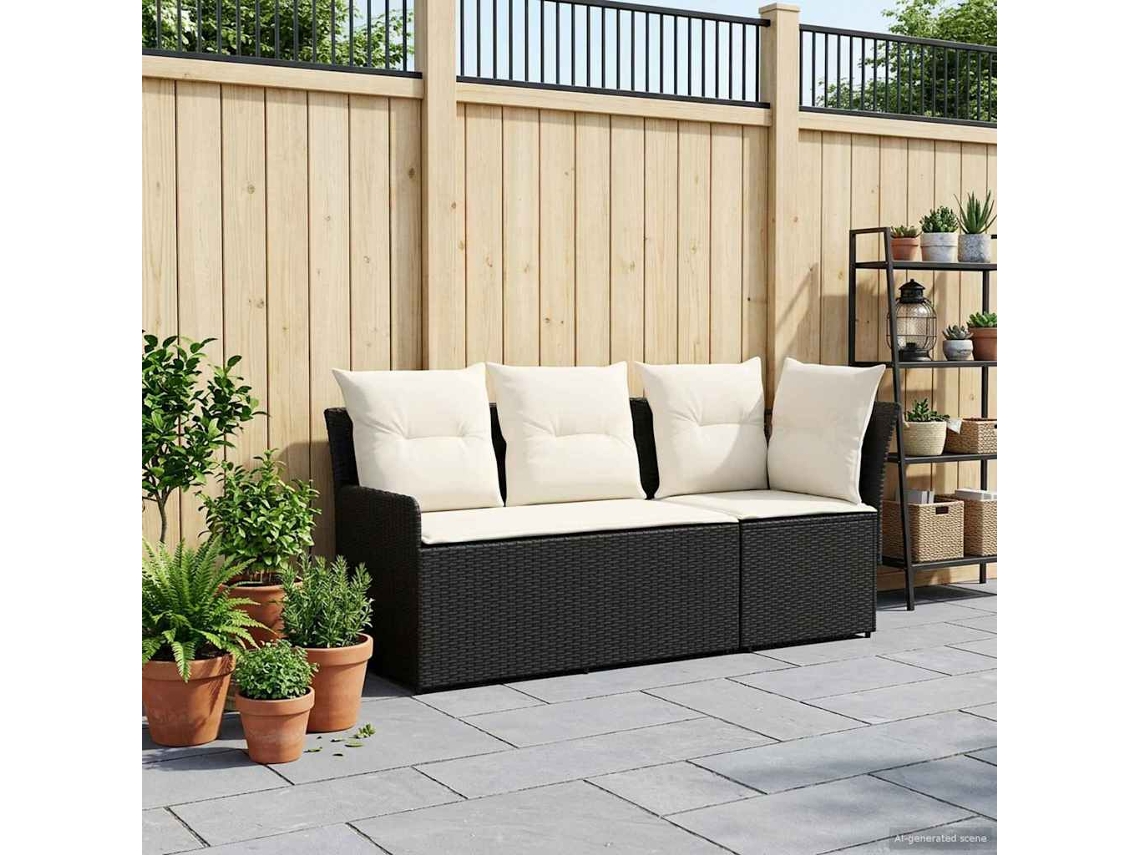 Vidaxl Sofá De Braços Para Jardim Com Sofá De Canto 2 Peça