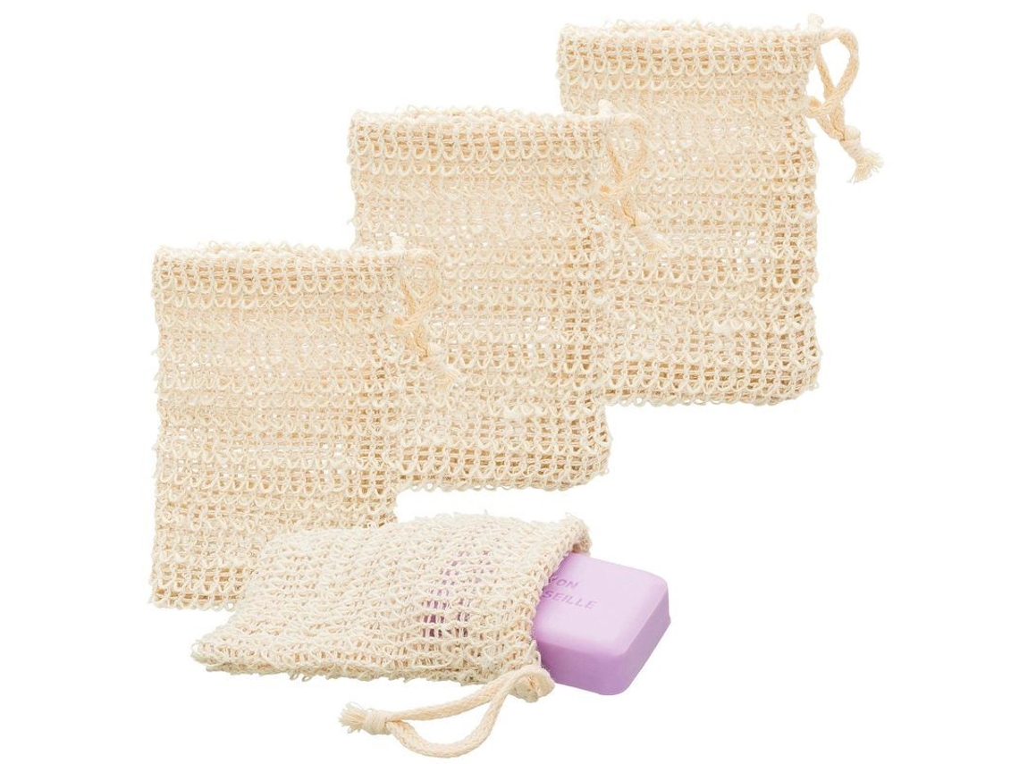2026 bolsa de Sabão Natural Linjou, Exfoliante Redondo de Sisal 14cm X 9cm, Sem Plástico, Economiza Sabão