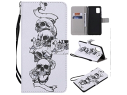 Capa De Couro Com Estampa Horizontal, Suporte, Compartimento Para Cartão E Cordão Para Galaxy A51.