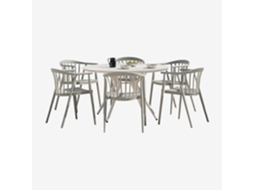Conjunto De Mesa Redonda De Alumínio Valerie E 6 Cadeiras De Jardim Ivor Alumínio Verde Cáqui Sklum (ø125 Cm)