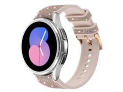 Pulseira Híbrida De Silicone Com Glitter E Couro Para Samsung Galaxy Watch 7 40/44mm