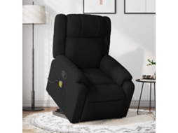 Vidaxl Poltrona De Massagens Reclinável Elevatória Tecido Preto