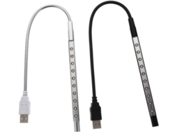 Kit Com 2 Luminárias De Mesa Usb Para Leitura Tubo Metálico Flexível, 10 Leds Super Brilhantes, Proteção Ocular Para
