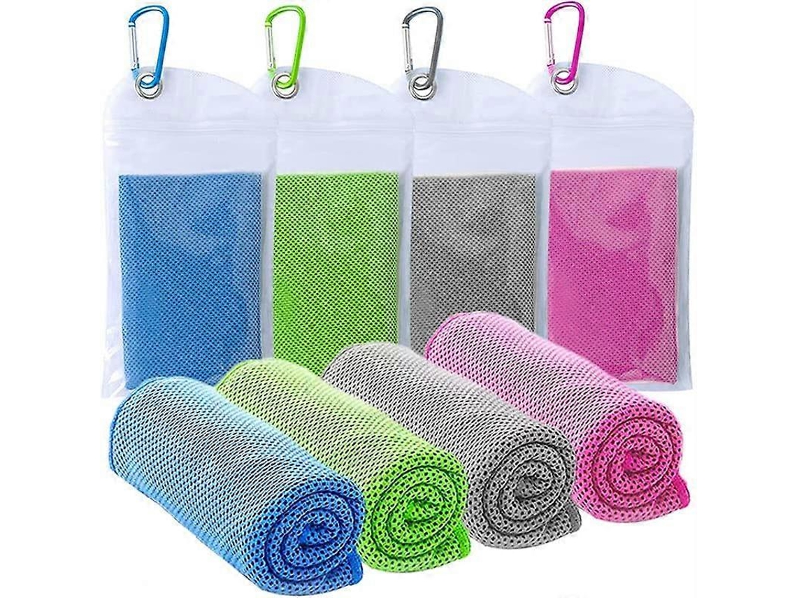 Omni-4 Toallas De Enfriamiento De Microfibra (100x30 Cm) Com Bolsa Impermeable E Gancho, Ideal Para Esporte, Yoga E Ginásio