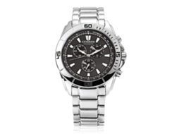 Relógio masculino analógico de quartzo para negócios com pulseira de aço (preto e branco)