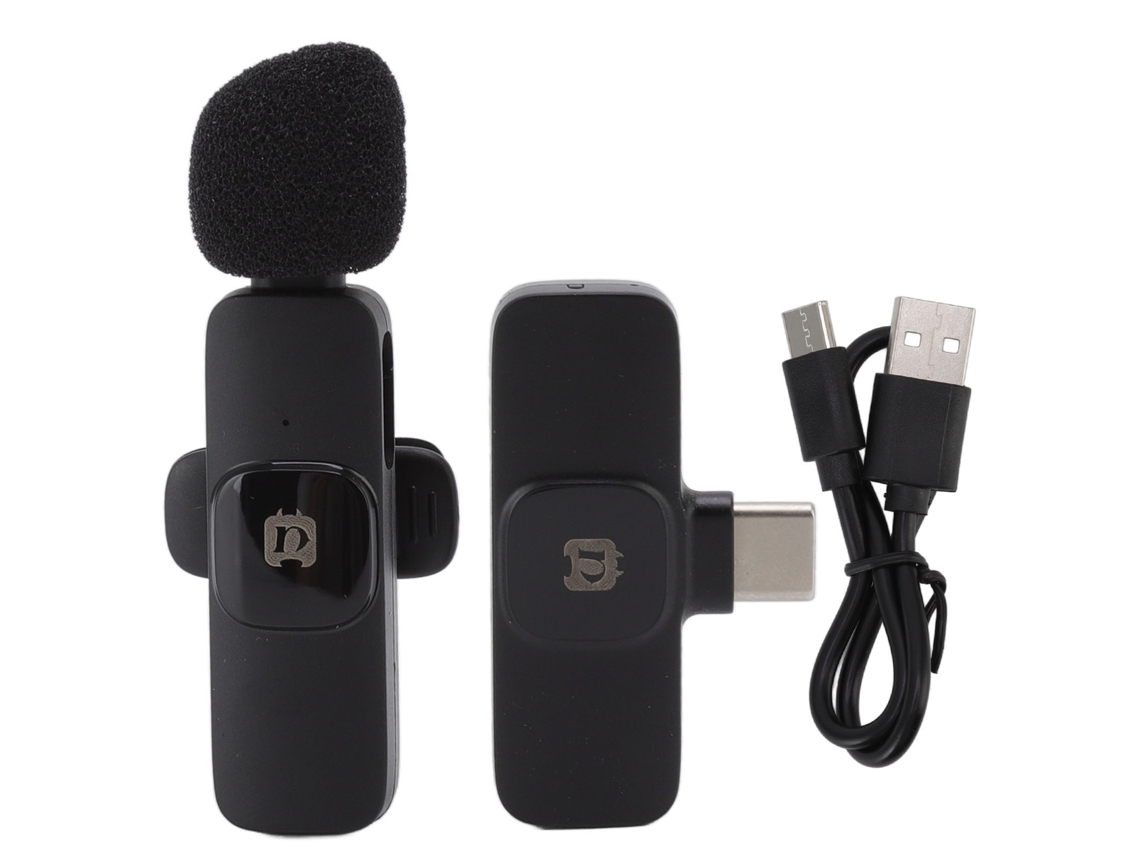 Lurelia Microfone De Lapela Sem Fios Plug And Play 2,4 Ghz Tipo C Bluetooth Preto Para Gravação