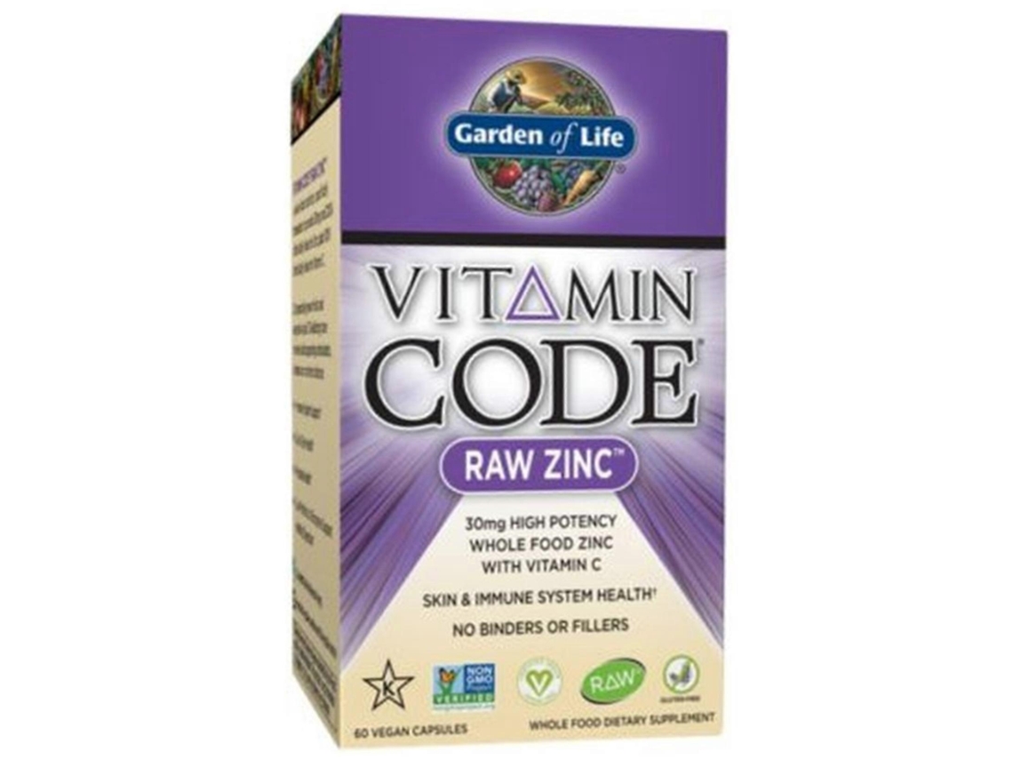 Zinco De Alimentos Inteiros Brutos Vitamina Code, 60 Cápsulas Veganas