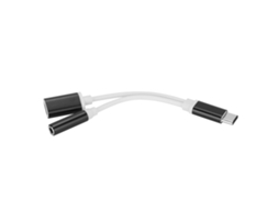 Adaptador De Cabo 2 Em 1 Type-c Para 3.5mm Aux Áudio Carregamento Splitter Conector Fone De Ouvido Preto