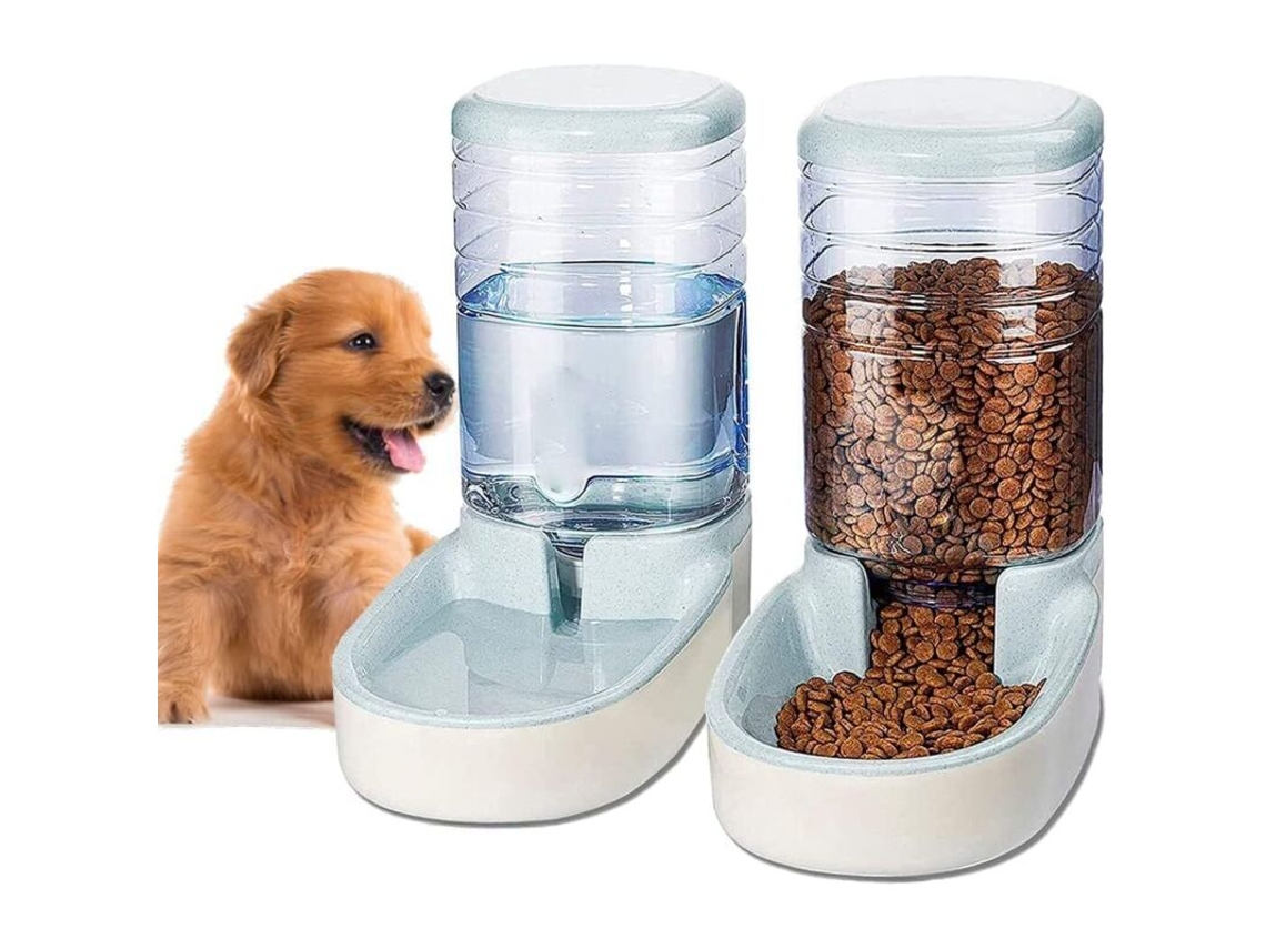 Alimentador Automático para Cães e Gatos. 2 Unidades. 3, 8 L. Tigela para Comida e Água Cinza AQUAFORGE