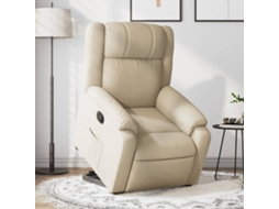 Vidaxl Poltrona Reclinável Elevatória Tecido Cor Creme