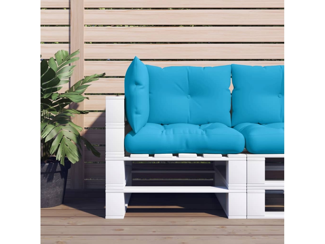 Vidaxl Almofadões Para Paletes 3 Pcs Tecido Azul