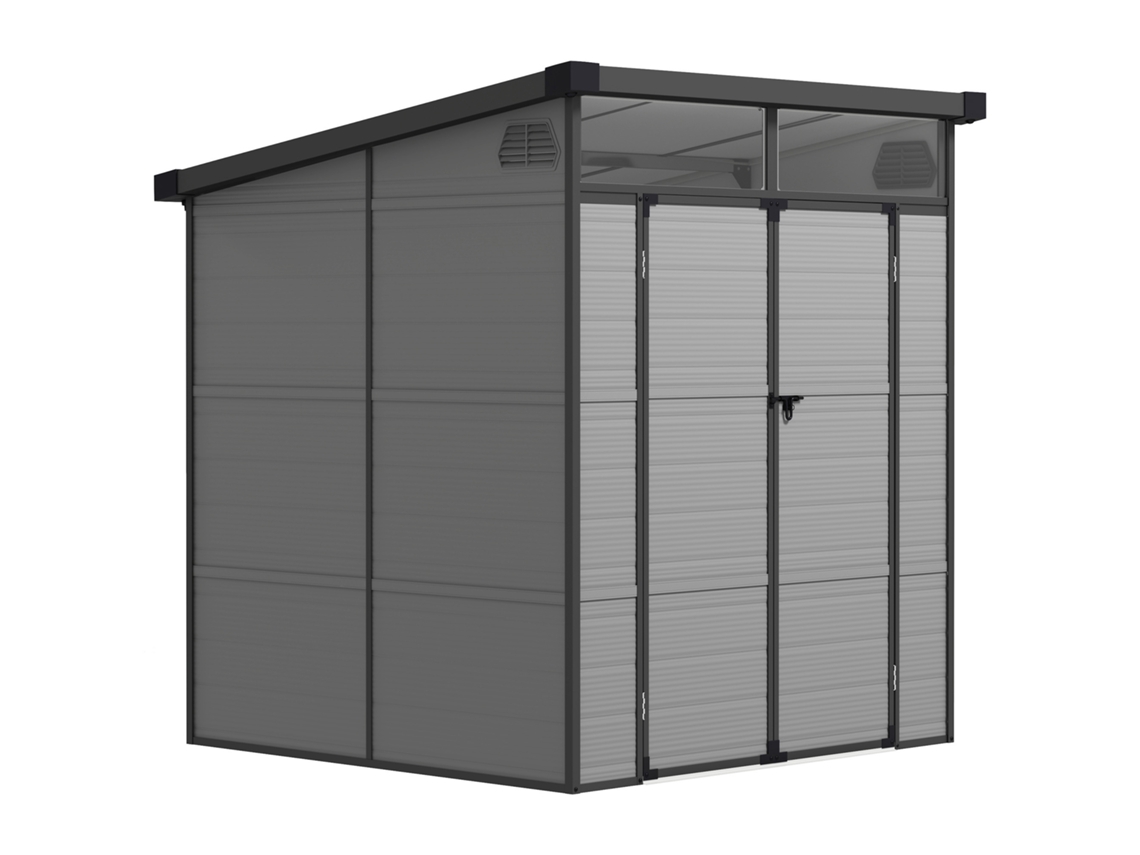 Abrigo de Jardim VERIDIA CUOM de 3,24m², 190x191x215cm, porta de correr, janela, ventilação, cinza claro