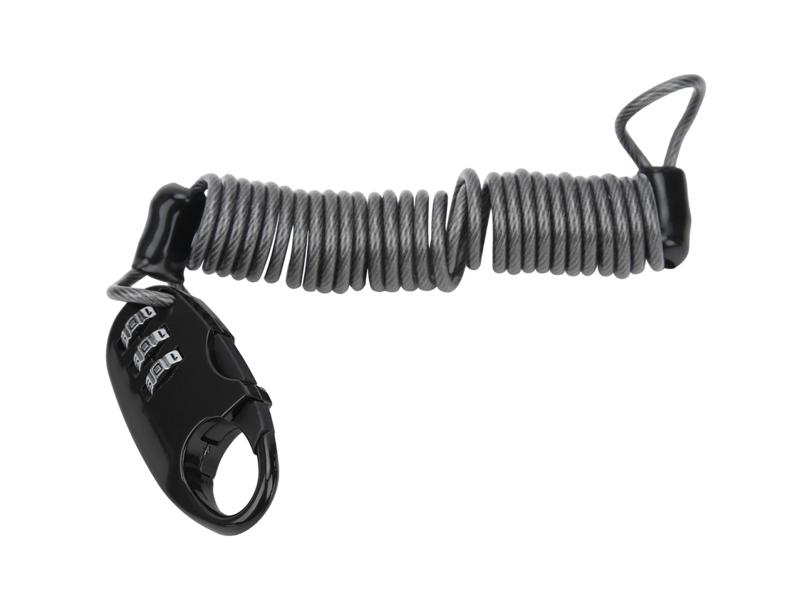 Candado De Câble Para Capacete De Bicicleta Moto Universal Portátil Antirrobo Com Senha Preto