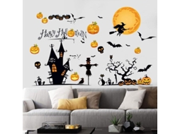 Adesivos de parede de Halloween, com morcegos e abóboras para sala de estar e janelas.