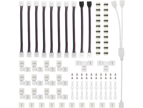 Kit de Conector de Tira de Led para 5050 10Mm 4 Pinos Inclui 8 Tipos de Acessórios de Tira de Led Sem Solda LIFEMASTER