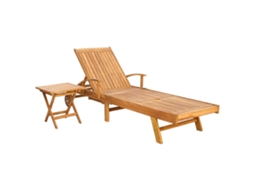 Maison Exclusive - Espreguiçadeira Com Mesa Madeira De Teca Sólida Castanho