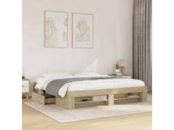 Estrutura De Cama Sem Colchão 200x200 Cm Carvalho Sonoma