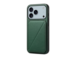 Capa Para Iphone 17 Pro - Textura De Couro De Bezerro Com Dois Compartimentos Para Cartões.